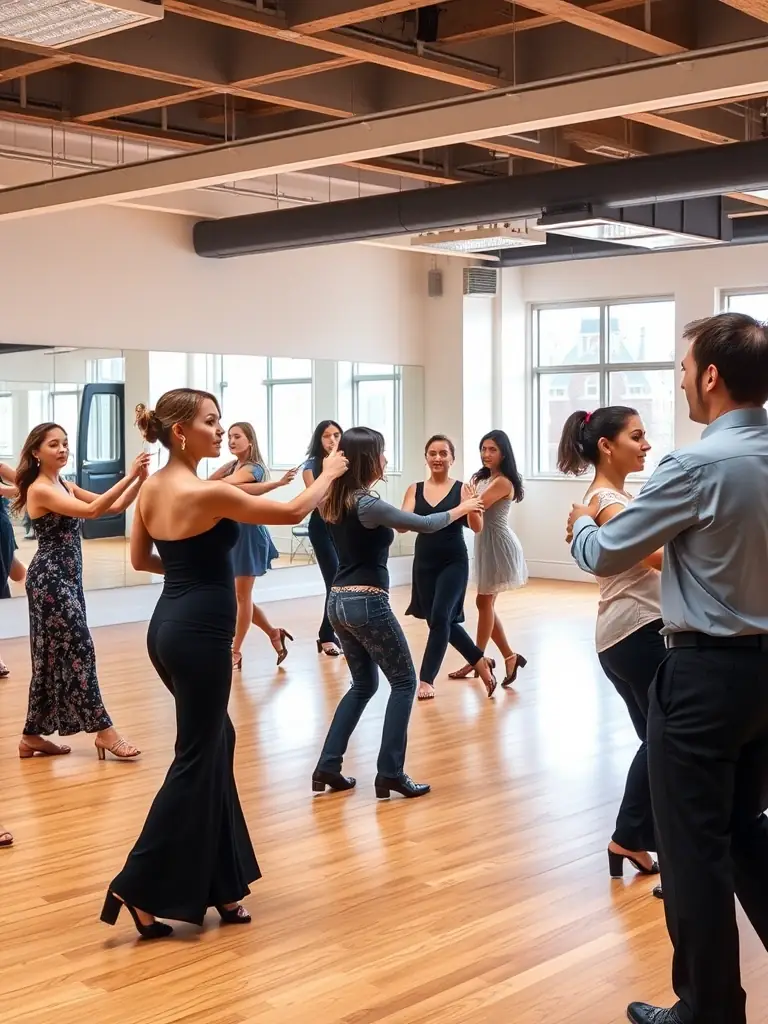 A photograph of participants in a COMPAGNIE SIBYLLINE dance class, demonstrating the organization's commitment to providing accessible dance education for all ages and abilities.